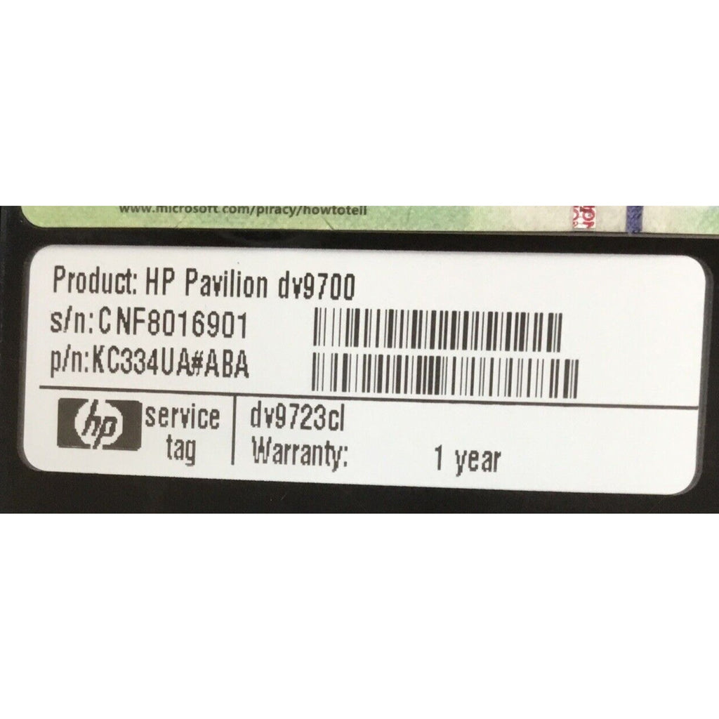 HP Pavilion Dv9700 AMD Turion 64X2 - 2GB RAM - NO HDD OR ADAPTER- READ DESCPTION