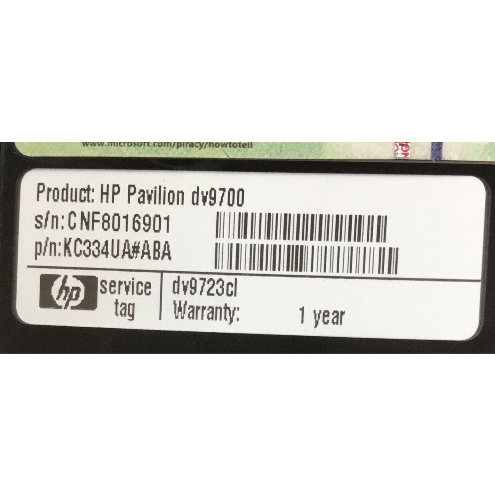 HP Pavilion Dv9700 AMD Turion 64X2 - 2GB RAM - NO HDD OR ADAPTER- READ DESCPTION