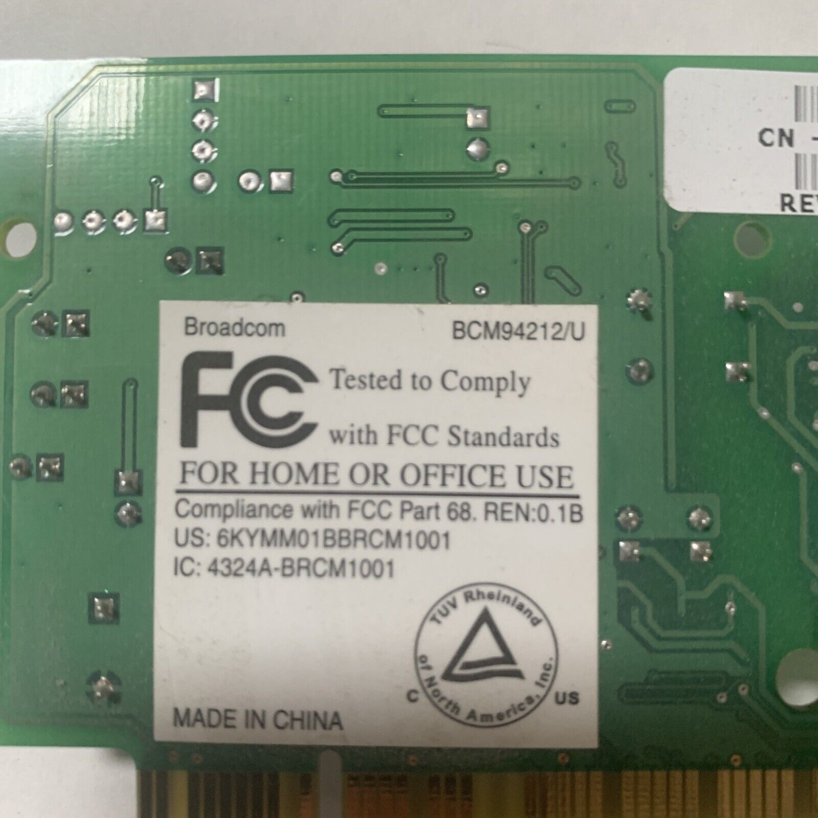 Dell 4U829 56K V90/V92 PCI Fax Data Modem Adapter Card Broadcom BCM94212/U