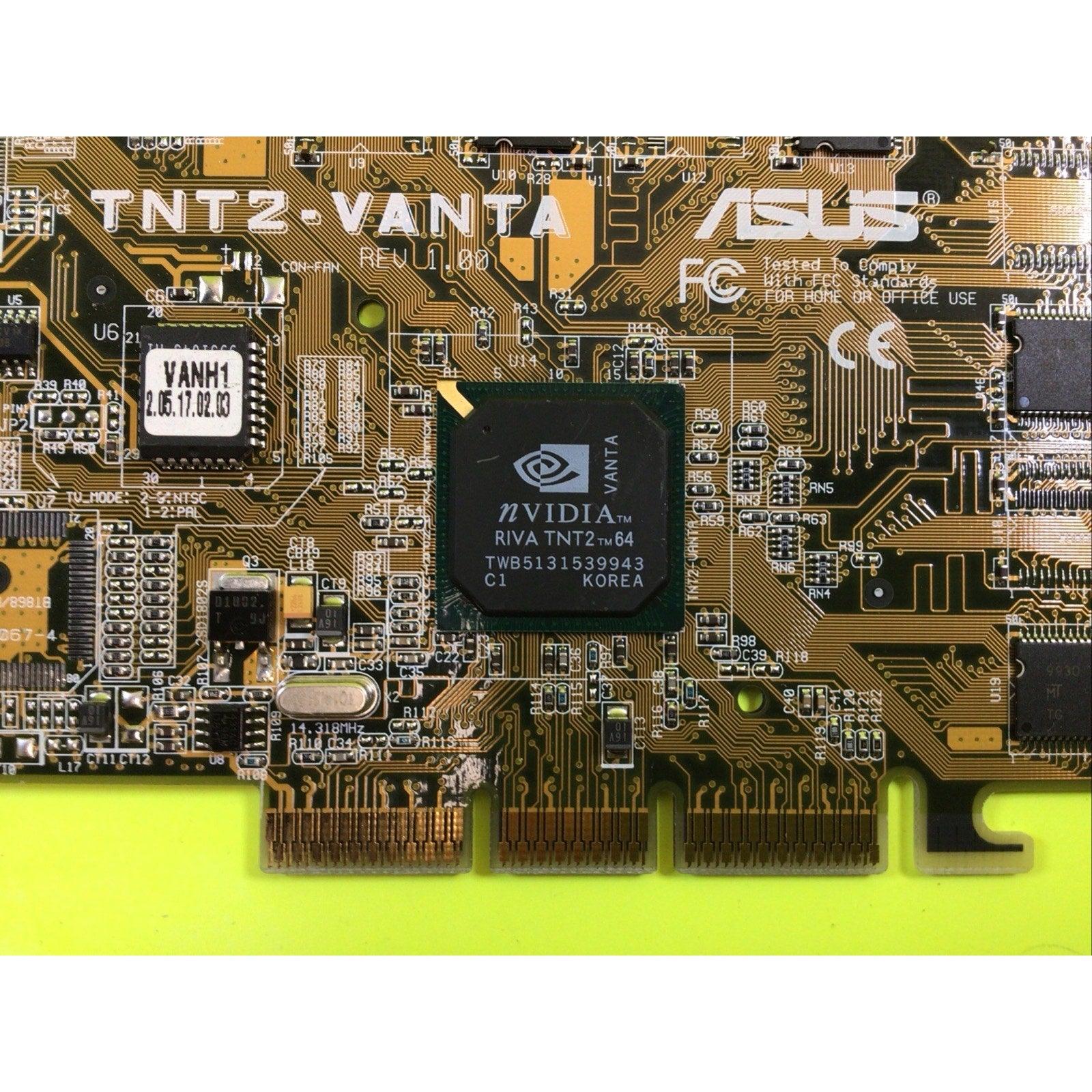 Vintage Gaming ASUS Nvidia TNT2-Vanta Riva TNT2 16MB AGP Graphics Card