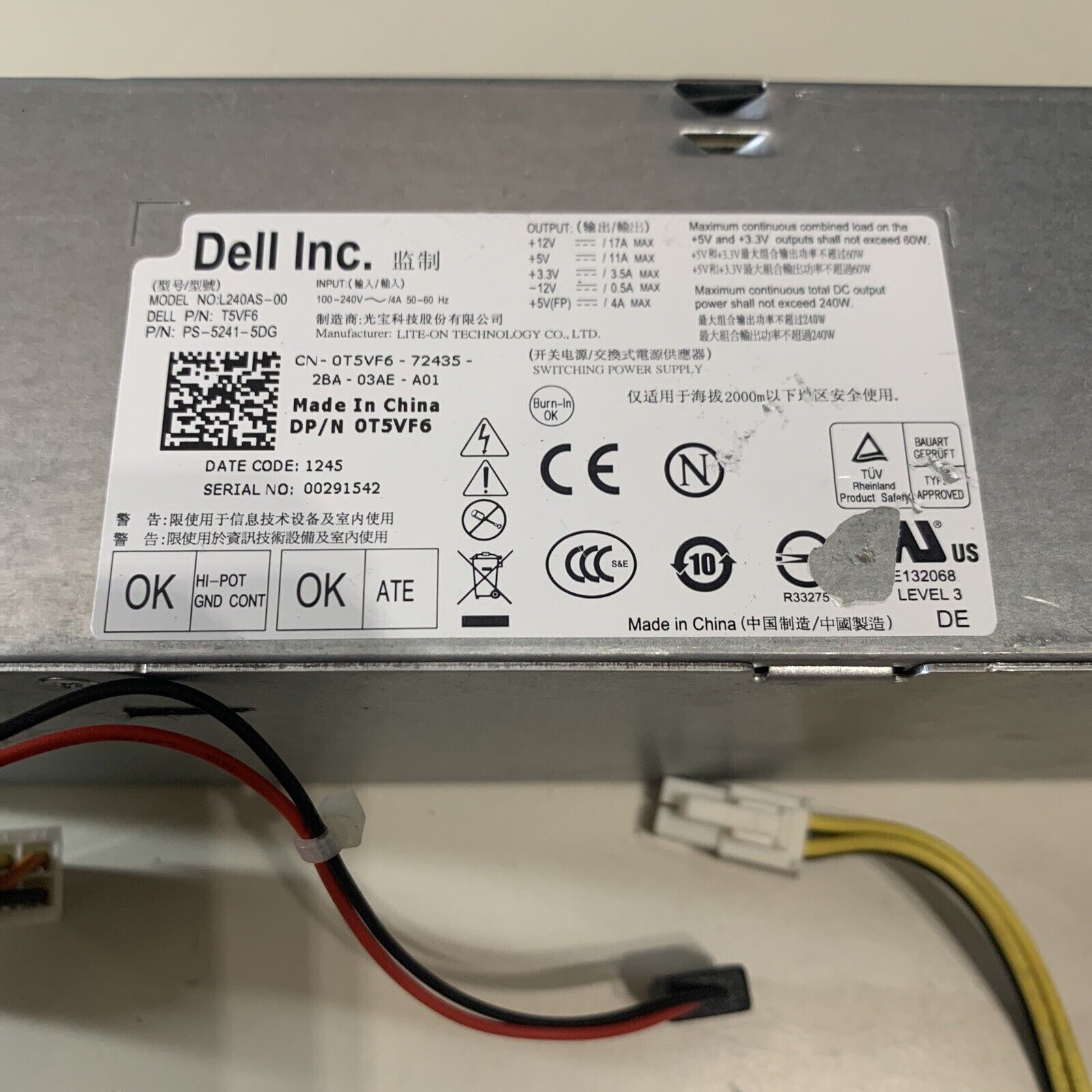 Dell OptiPlex SFF 390 790 990 9010 PSU 240W Power Supply L240AS-00 0T5VF6 0F79TD