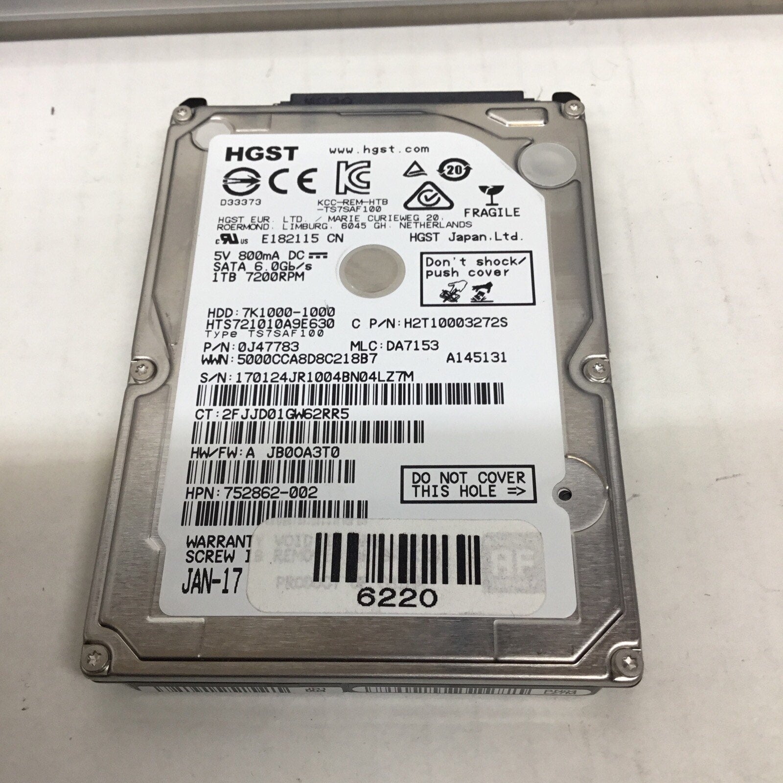HGST 1TB HDD SATA 6.0Gb/s 7200RPM 0J47783 HTS721010A9E630