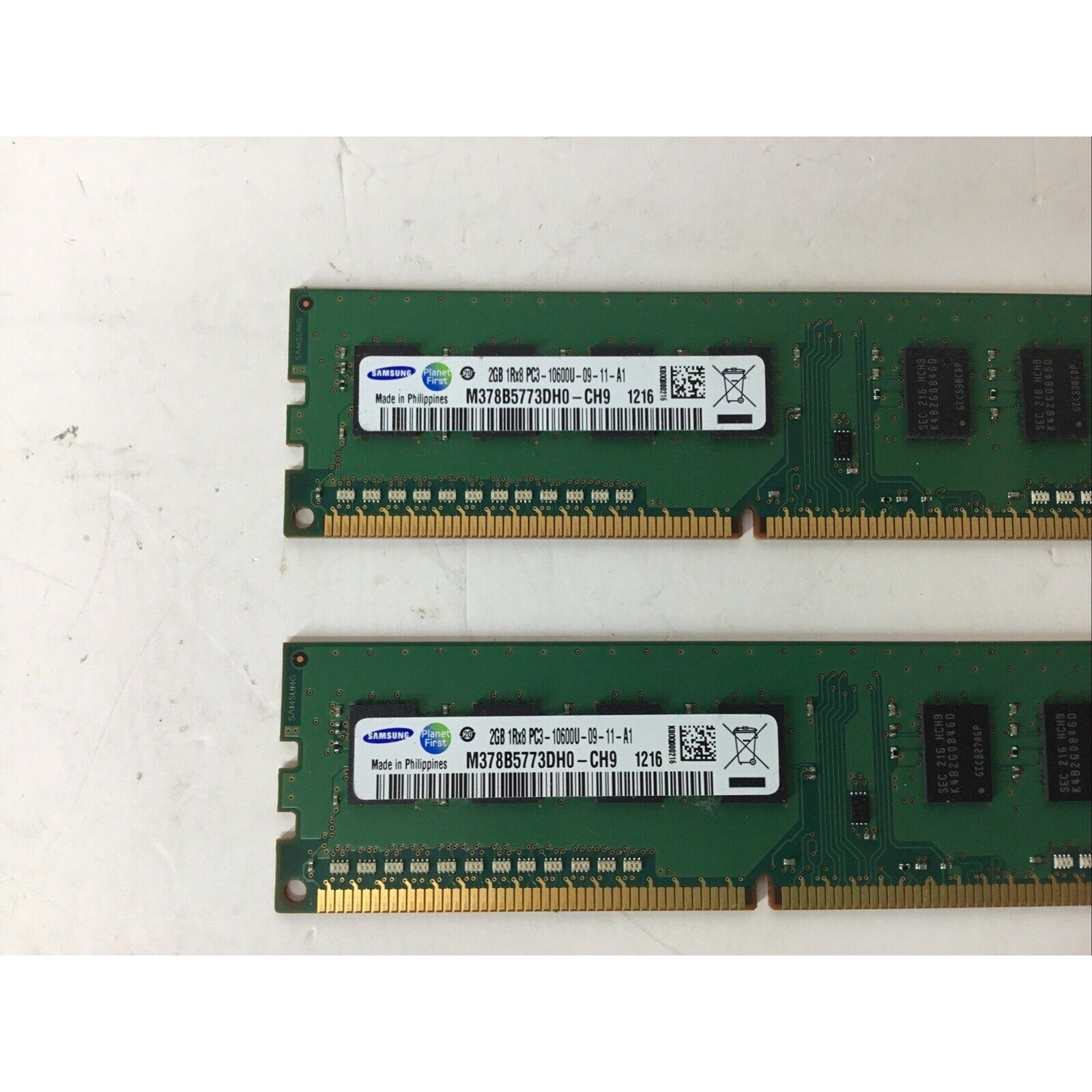 Samsung 4GB(2x2GB) 1RX8 PC3 10600U-09 - 11- A1 Desktop Memory M378B5773DHO - CH9