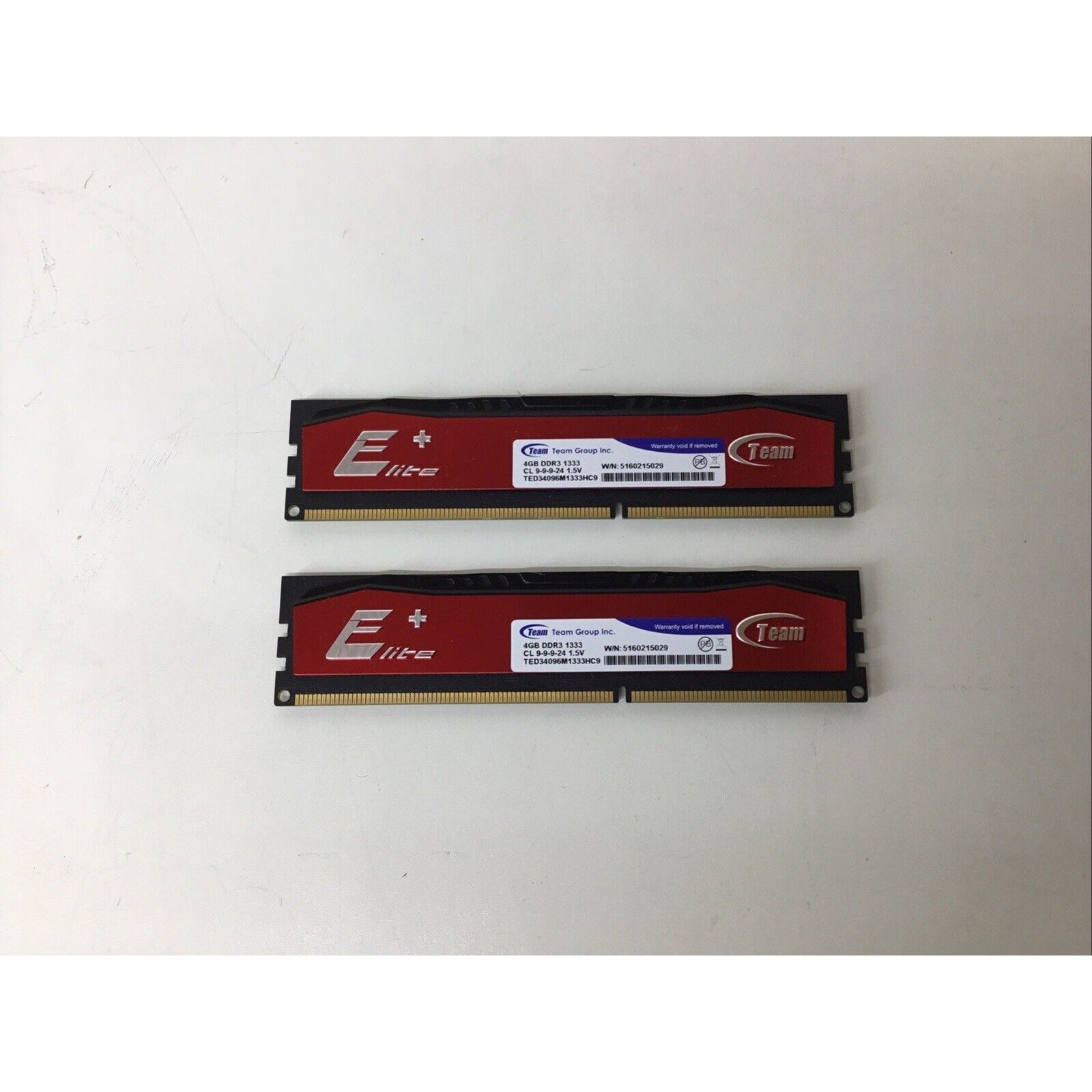 Lot of 2 - Team Elite TED34096M1333HC9 4GB DDR3-1333 SDRAM Memory