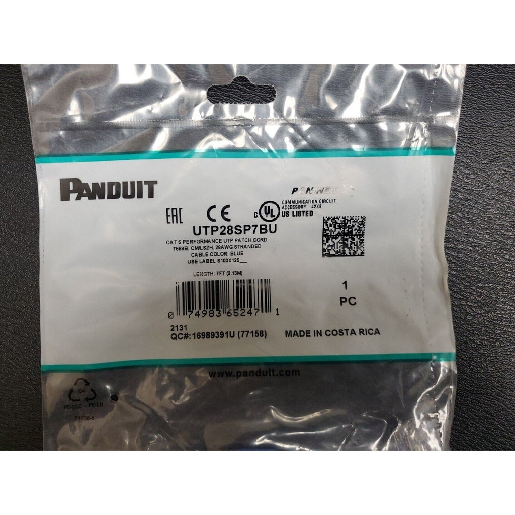 Panduit UTP28SP7BU CAT 6 Performance 28AWG UTP Patch Cord 7 ft (Blue)