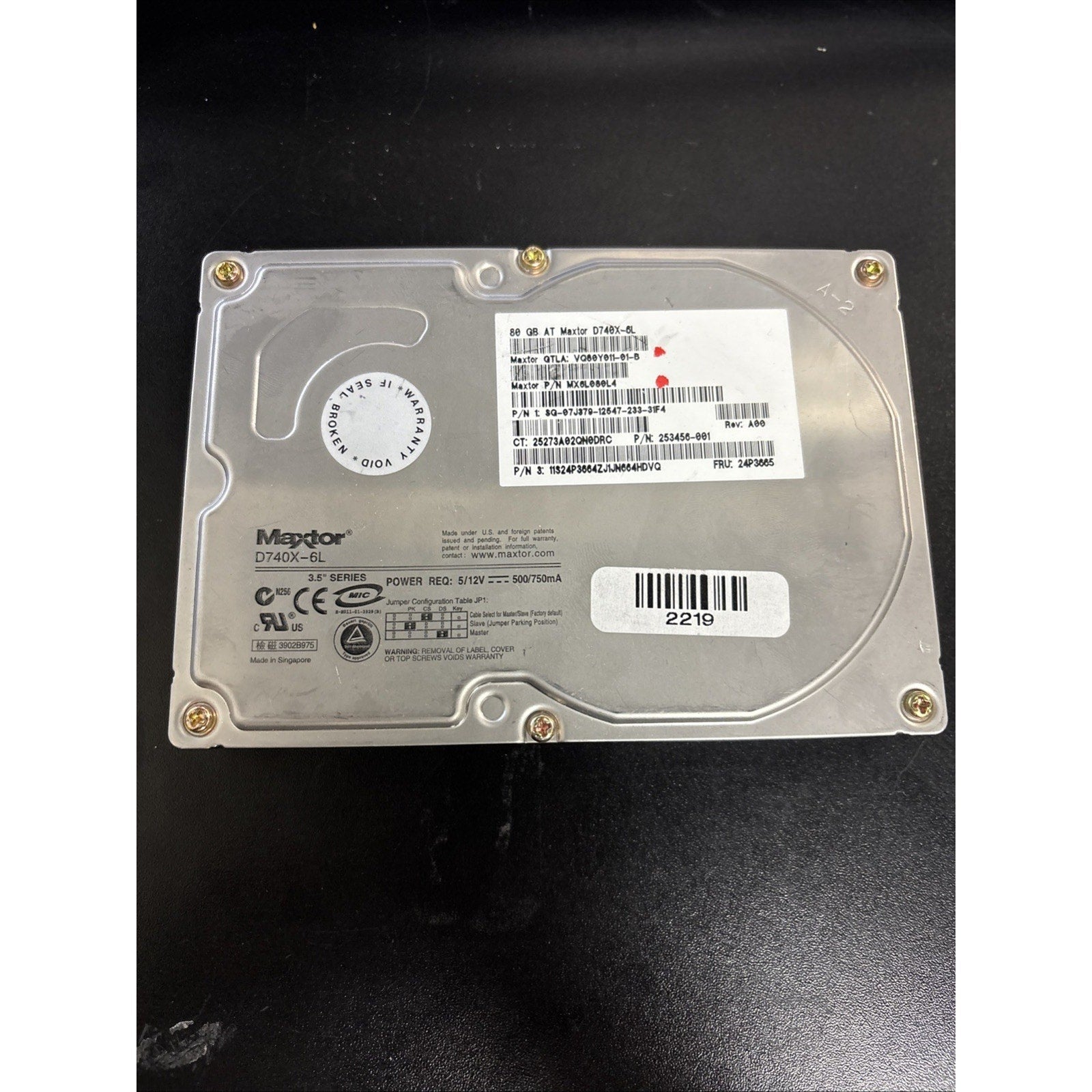 Maxtor D740X-6L MX6L080L4 20GB 7200 RPM IDE Hard Drive SG-07J379-12547-233-31F4