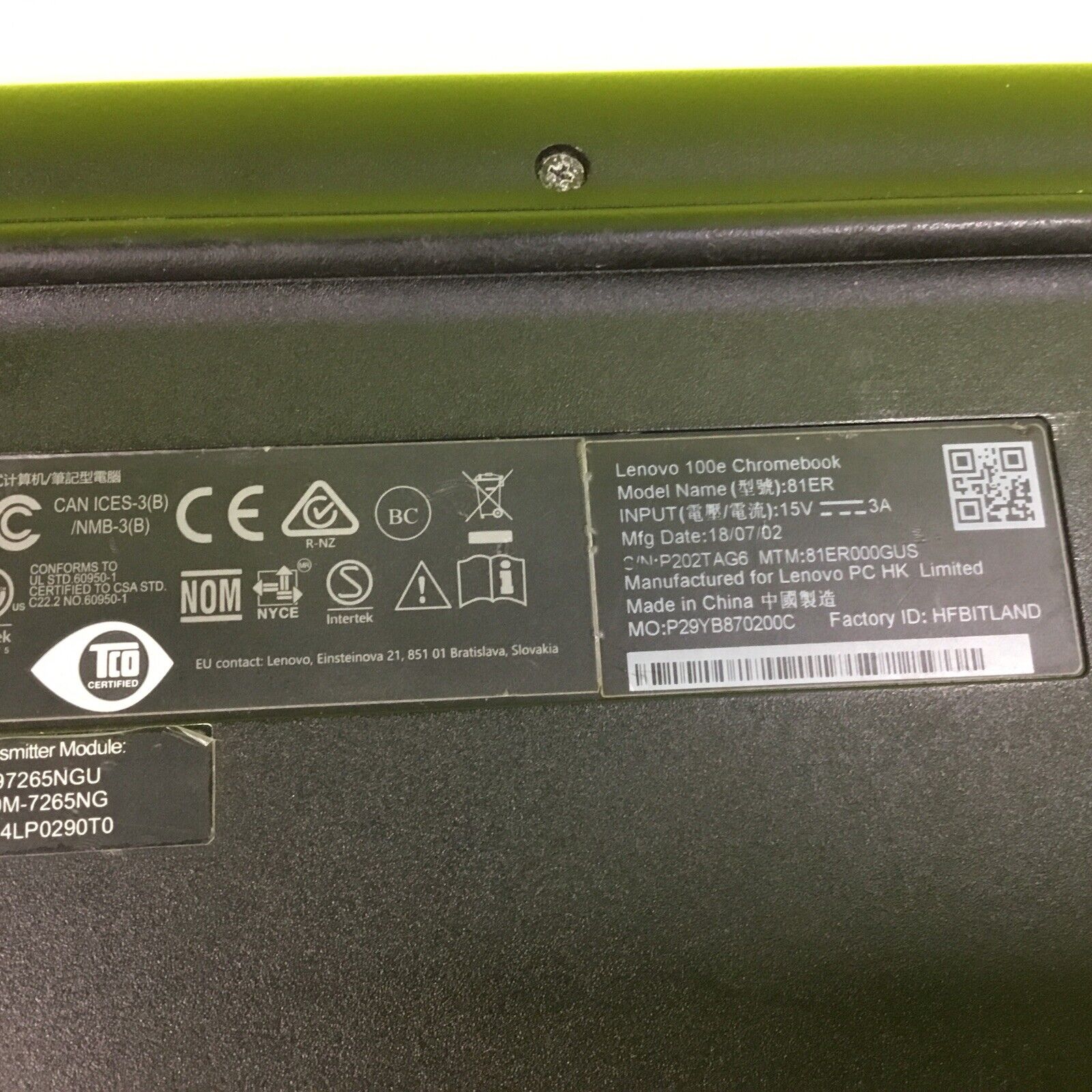 Lenovo 100e 3rd Gen 32GB EMMC Intel Celeron N4500 FOR PARTS or REPAIR