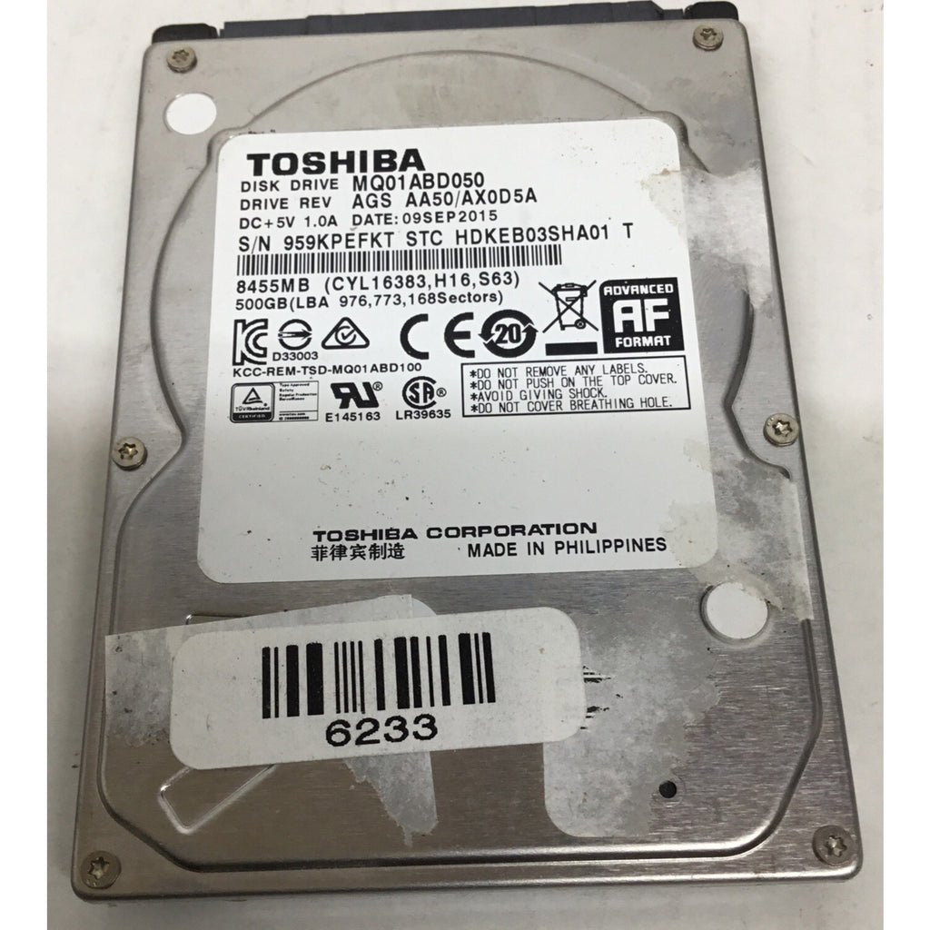 Toshiba MQ01ABD MQ01ABD050 500 GB 2.5" 5.4K SATA II Laptop Hard Drive