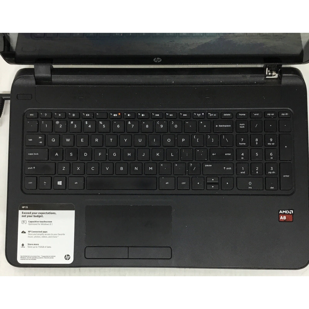 HP 15-F014WM 15.6" AMD A8-6410 4GB Ram No Adapter Bad Battery 640GB Parts Only
