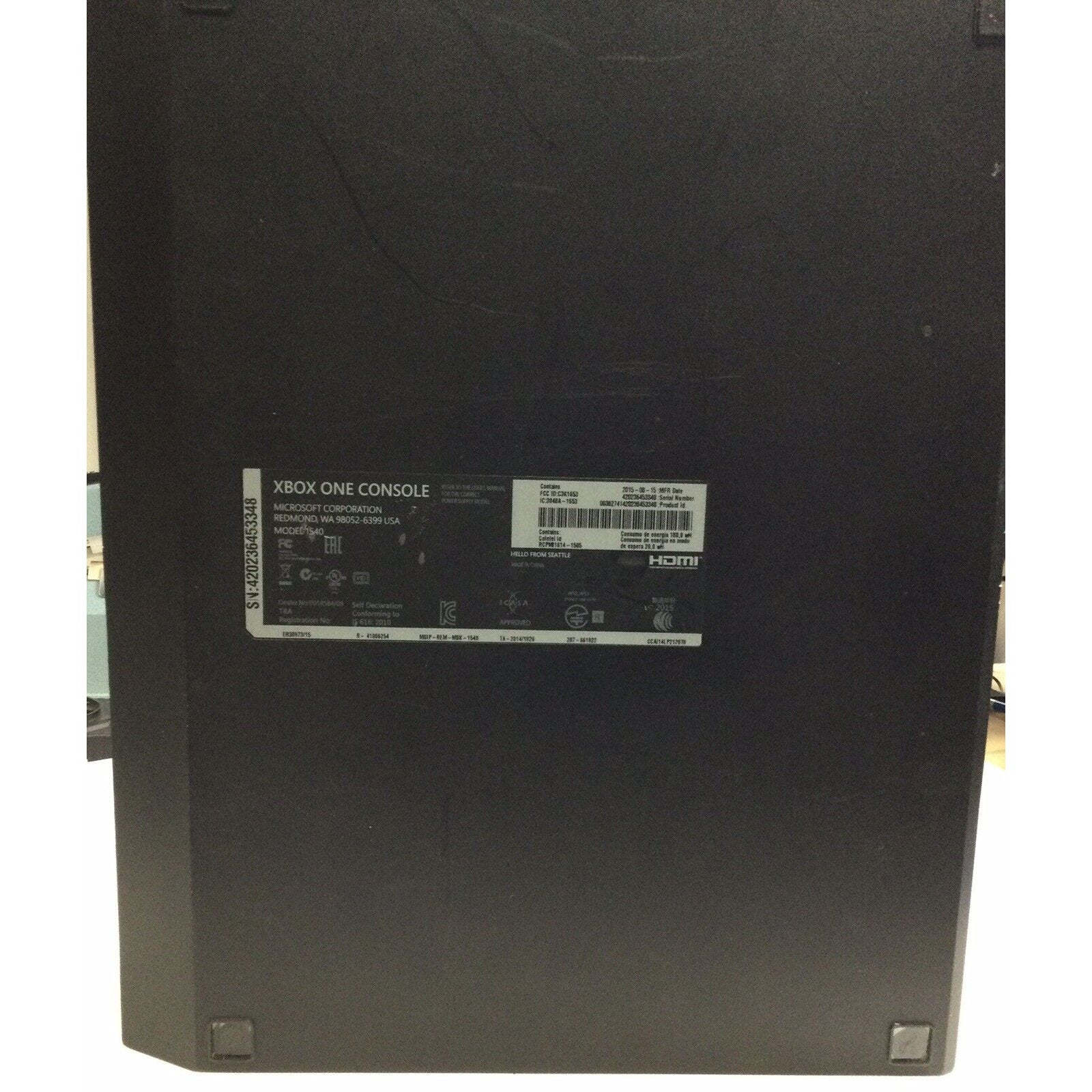 Microsoft Xbox One - Black (model 1540)(For Parts, Not Working)