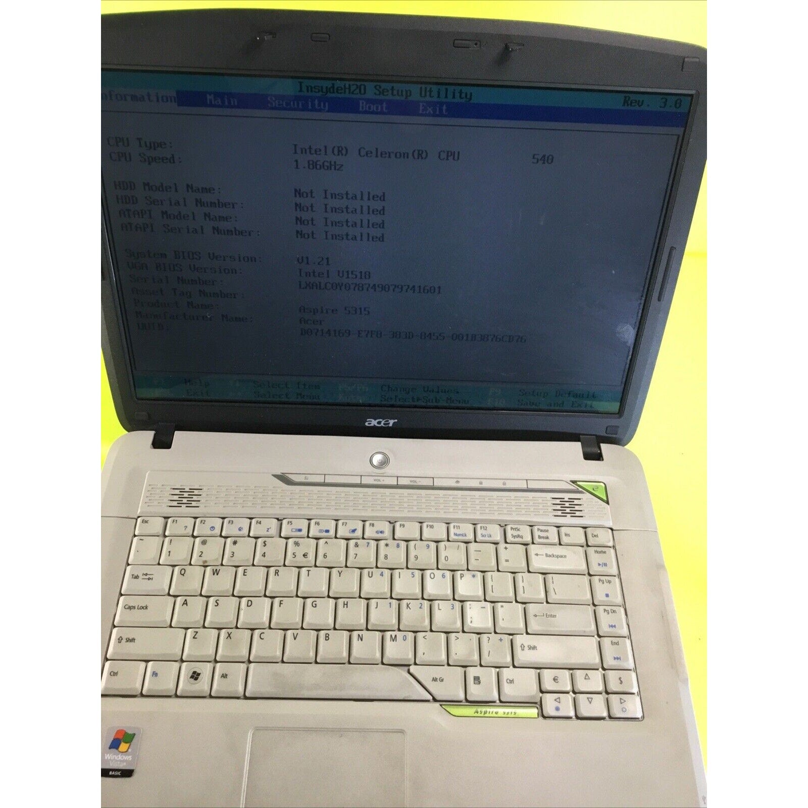 Acer Aspire 5315 FOR PARTS REPAIR or RECYCLE