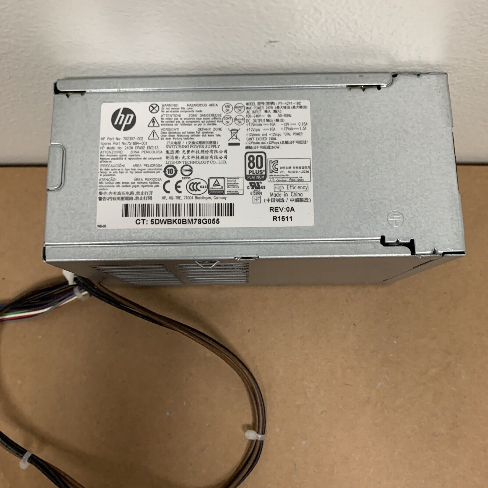 HP 702307-002 - 751884-001 - 240W Power Supply - ProDesk G1 SFF - PS-4241-1HC