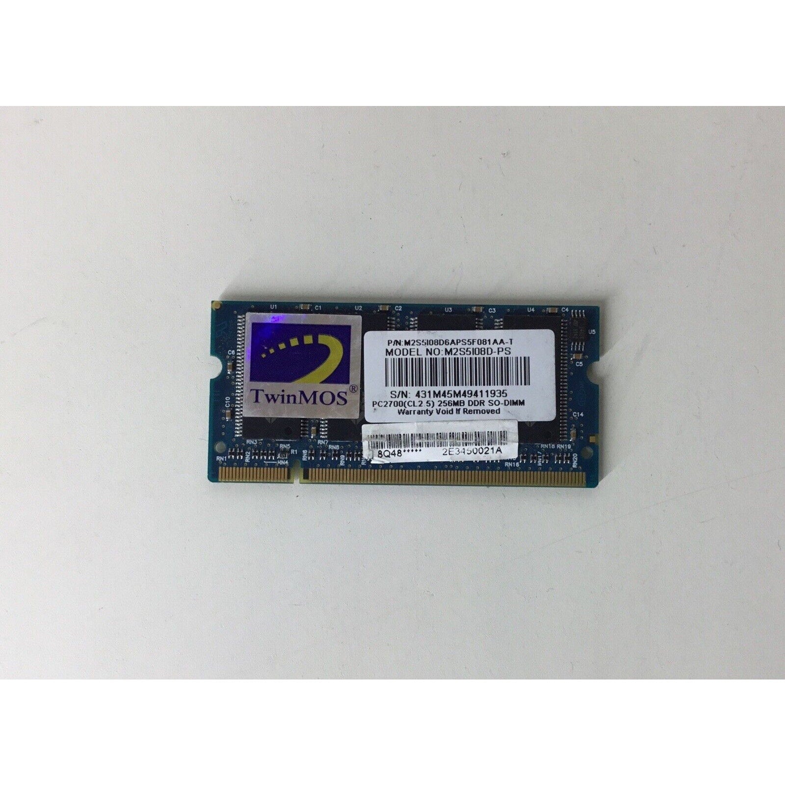 TwinMOS M2S5I08D6APS5F081AA-T PC2700(CL2.5) 256MB DDR SO-DIMM Memory Module
