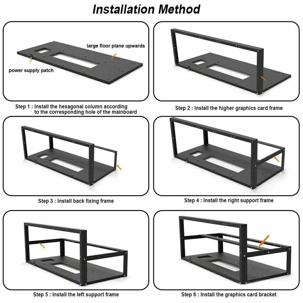 6 / 8 GPU Miners Open Air Mining Rig