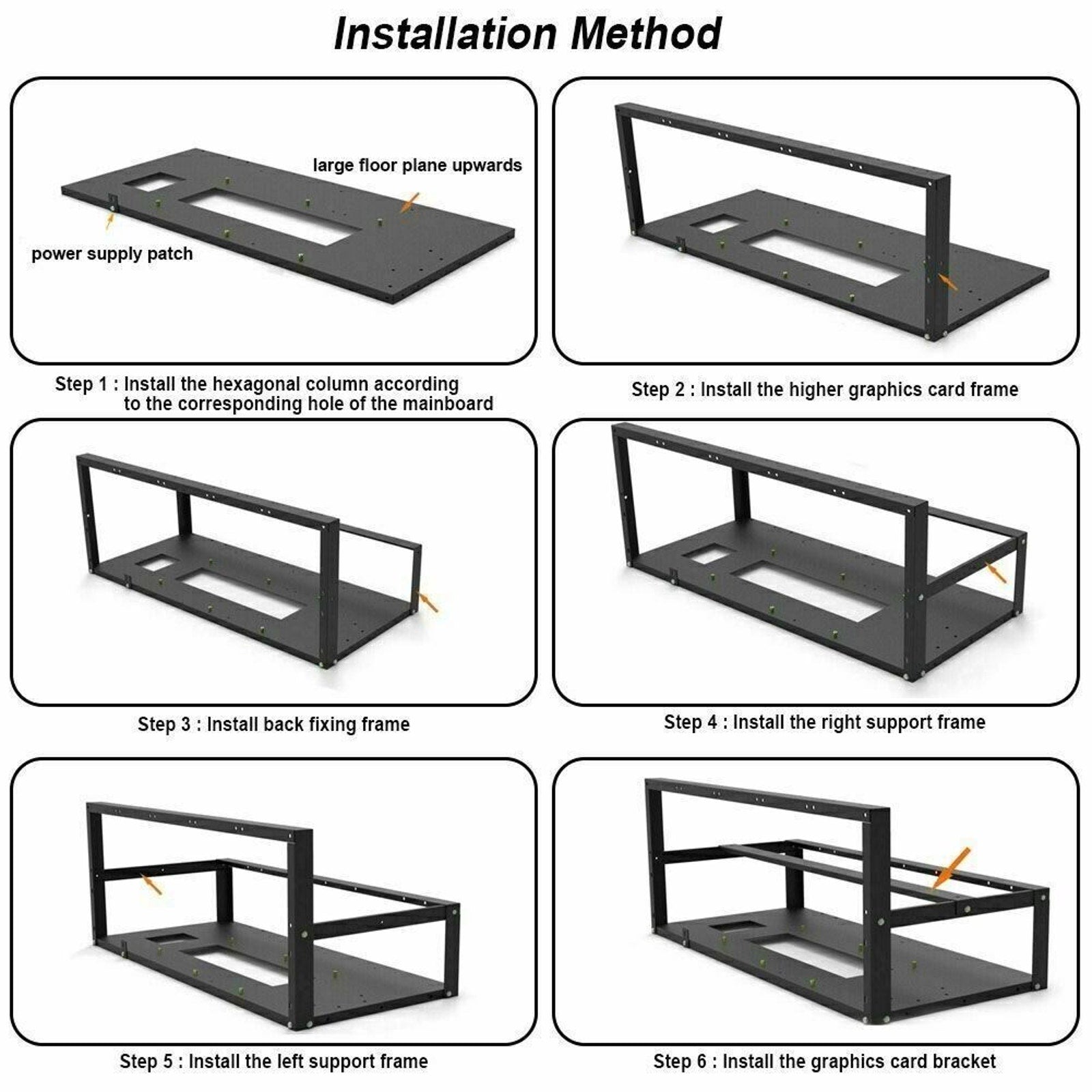 6 / 8 GPU Miners Open Air Mining Rig