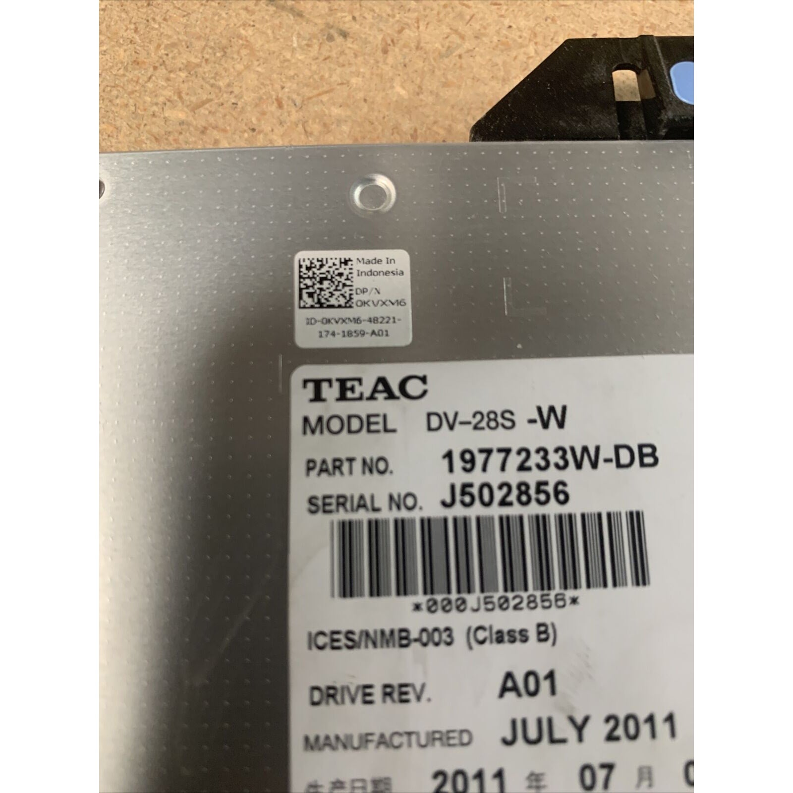 Genuine Dell PowerEdge R810 DVD ROM Optical Drive DV-28S-W KVXM6