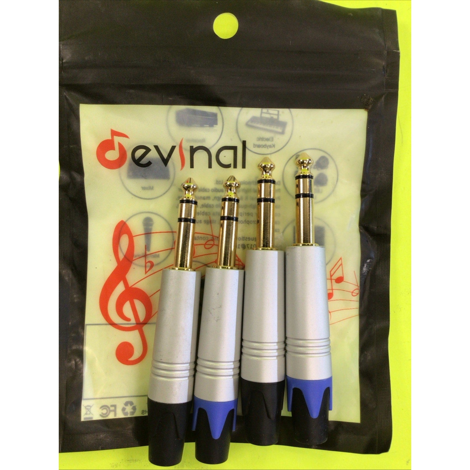 4 Pack of Devinal 1/4" TRS AUX Cable Repair Gold-Plated 24 AWG for Speakers