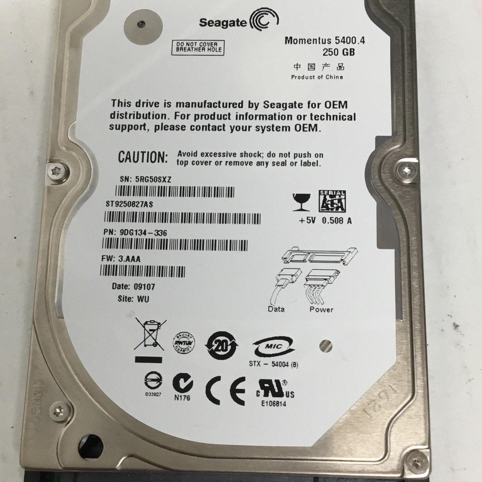 Laptop Seagate ST9250827AS 250GB Momentus Hard Disk Drive