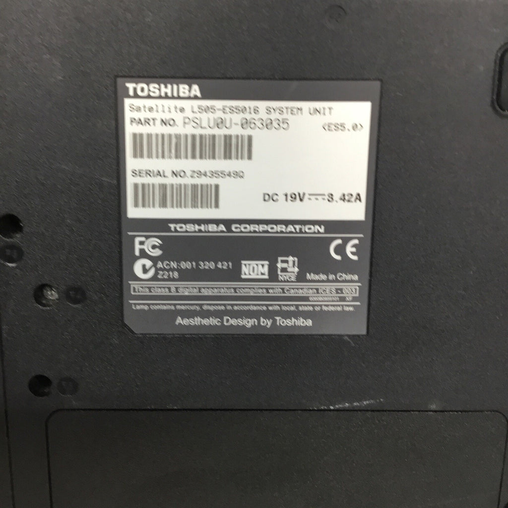 TOSHIBA Satellite L505-ES5015 Laptop Bad Battery / No Adapter /