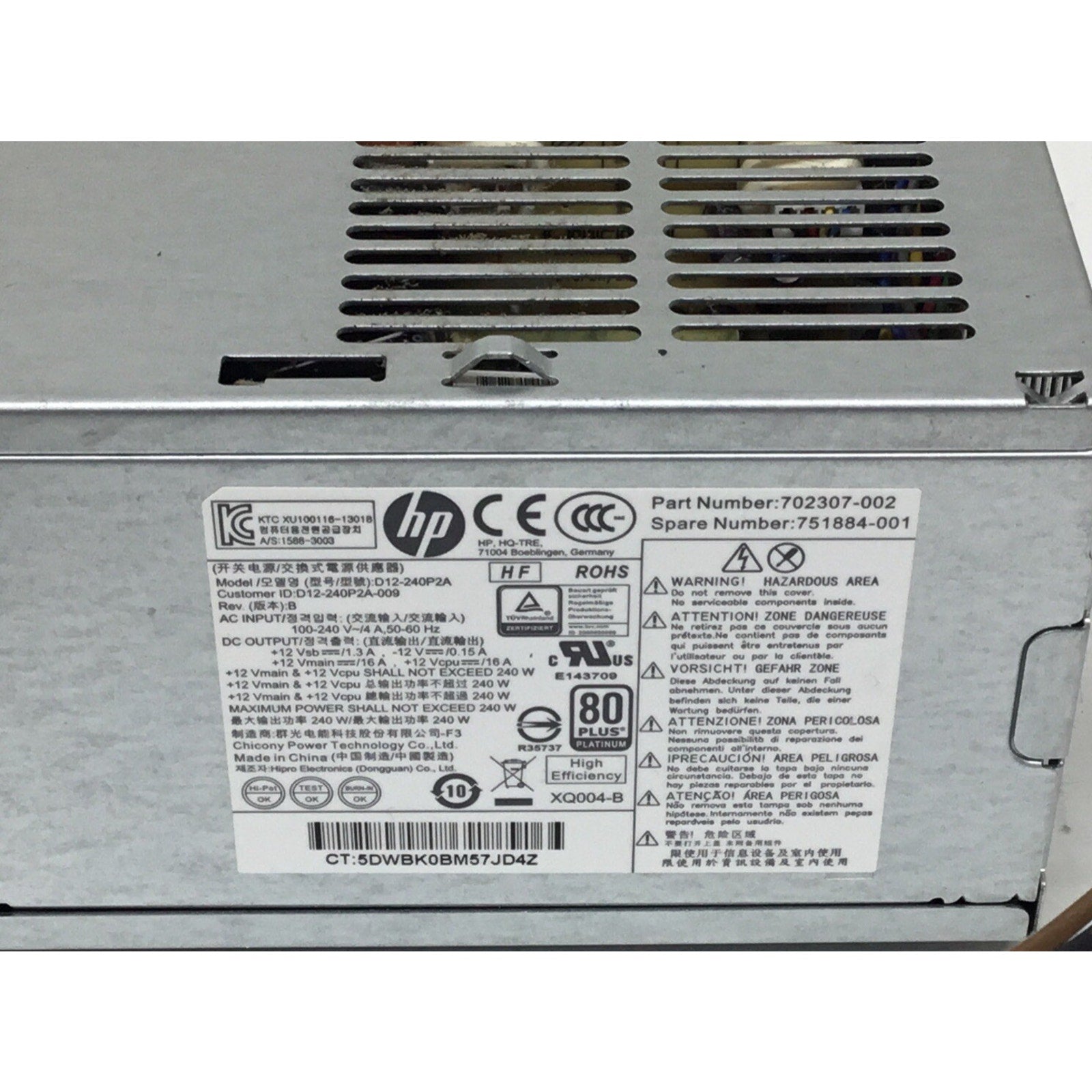 HP 6 Pin 240W Desktop Power Supply 702307-002