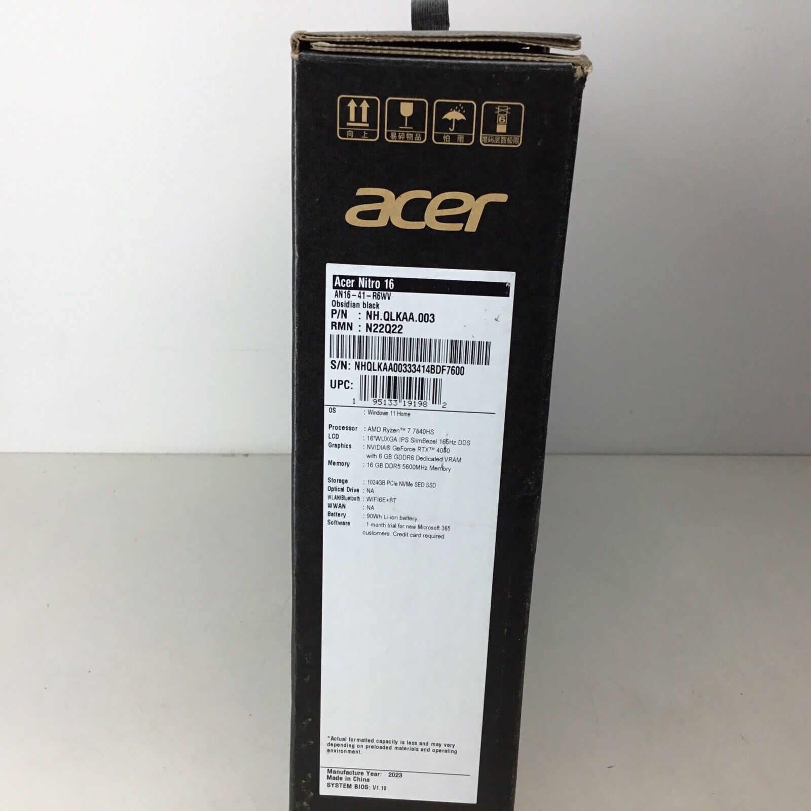 Acer Nitro 16 Gaming Laptop Ryzen 7 RTX 4050 16GB DDR5 1TB NVME AN16-41-R6WV