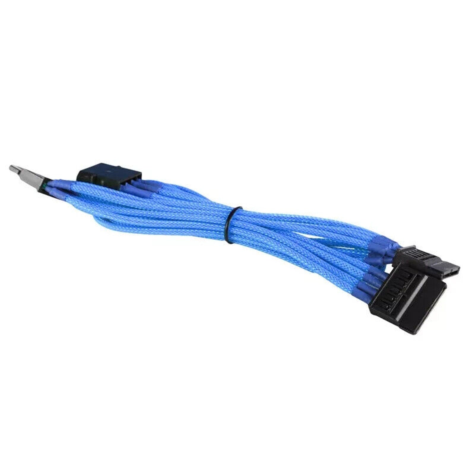 4-Pin LP4 PC Power to 3x SATA Power Adapter - Braided - Light Blue