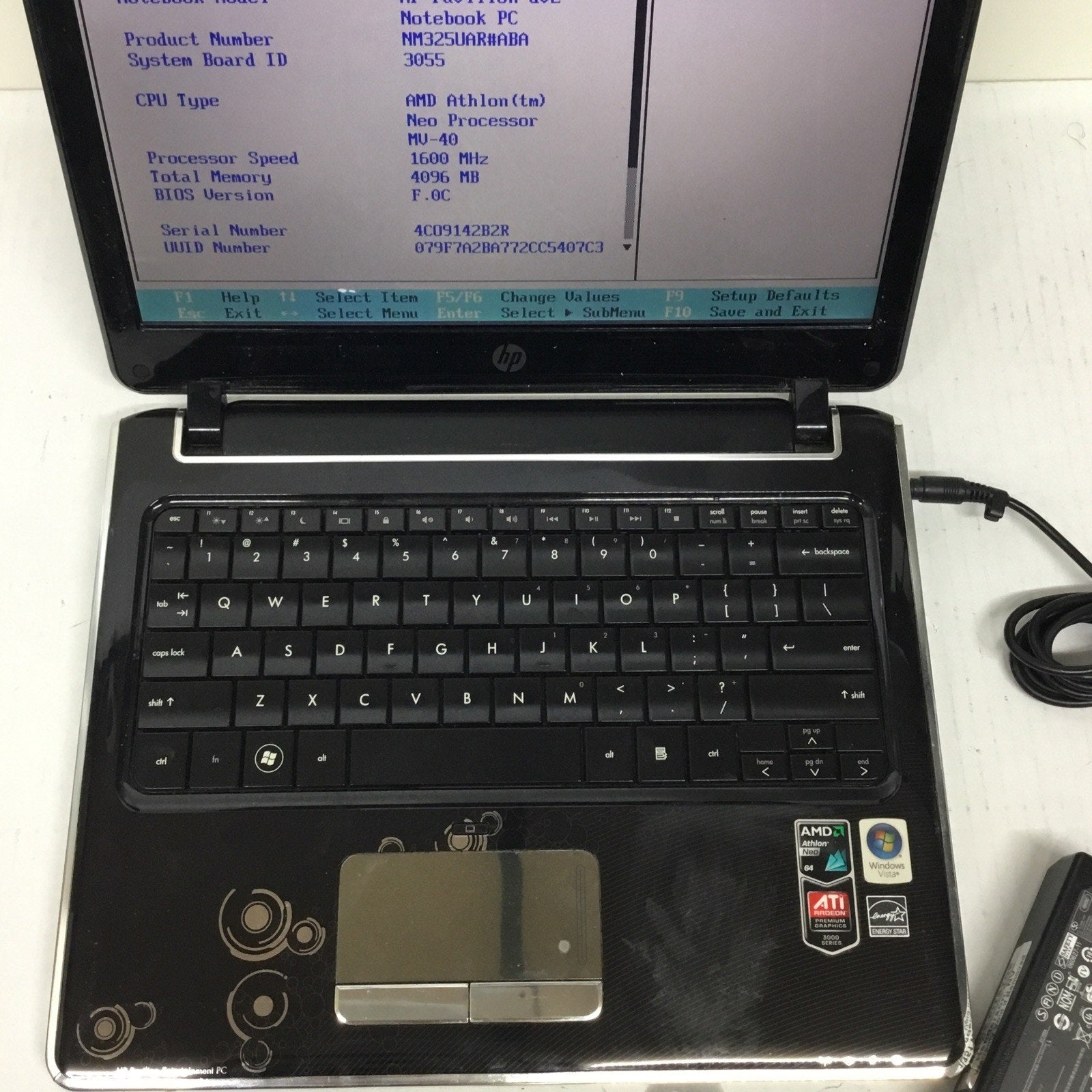 FOR PARTS HP PAVILION DV2 AMD ATHLON NEO 1.60GHz NO ADAPTER