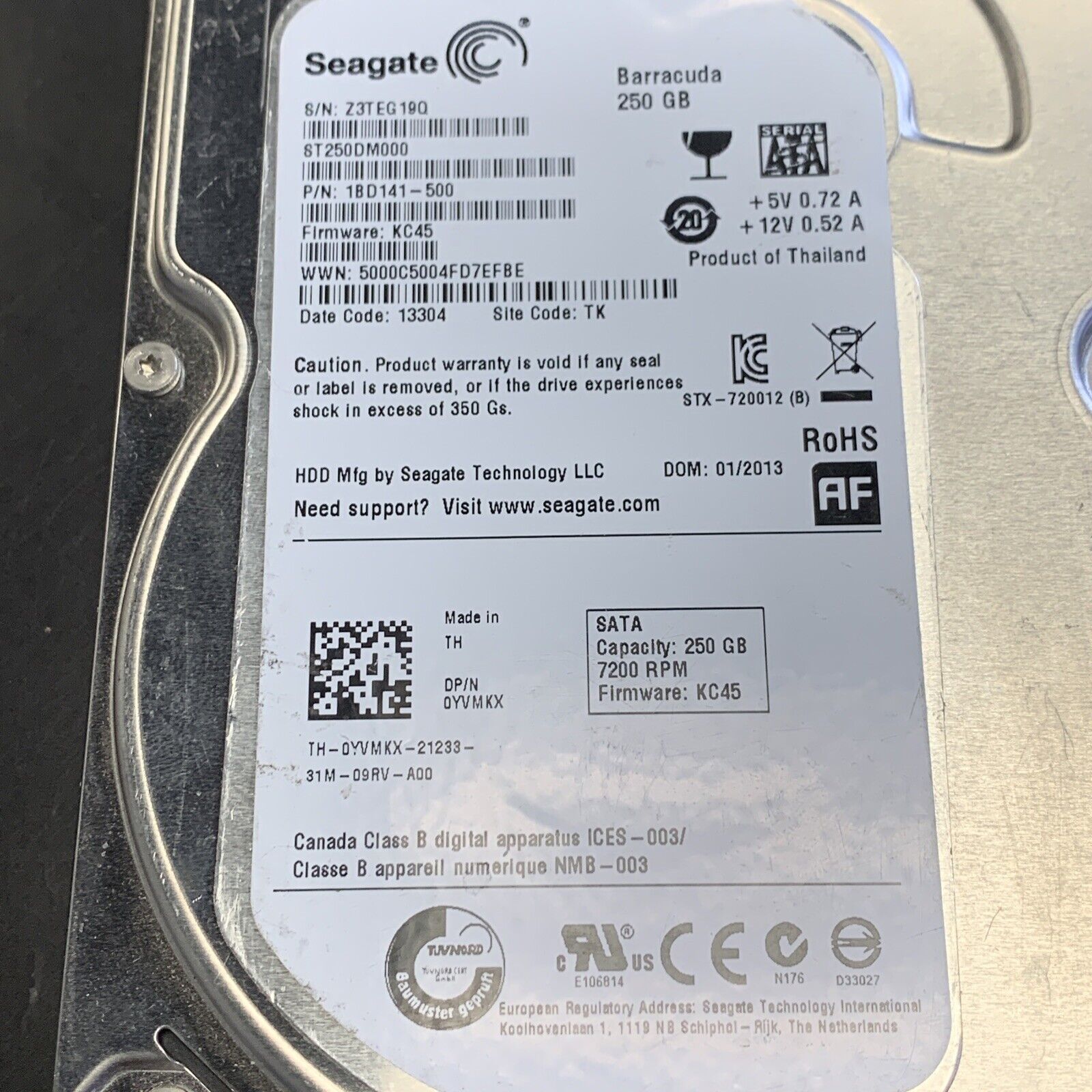 Dell YVMKX Seagate ST250DM000 1BD141-500 250GB 7.2k SATA-3 16MB 3.5" HDD