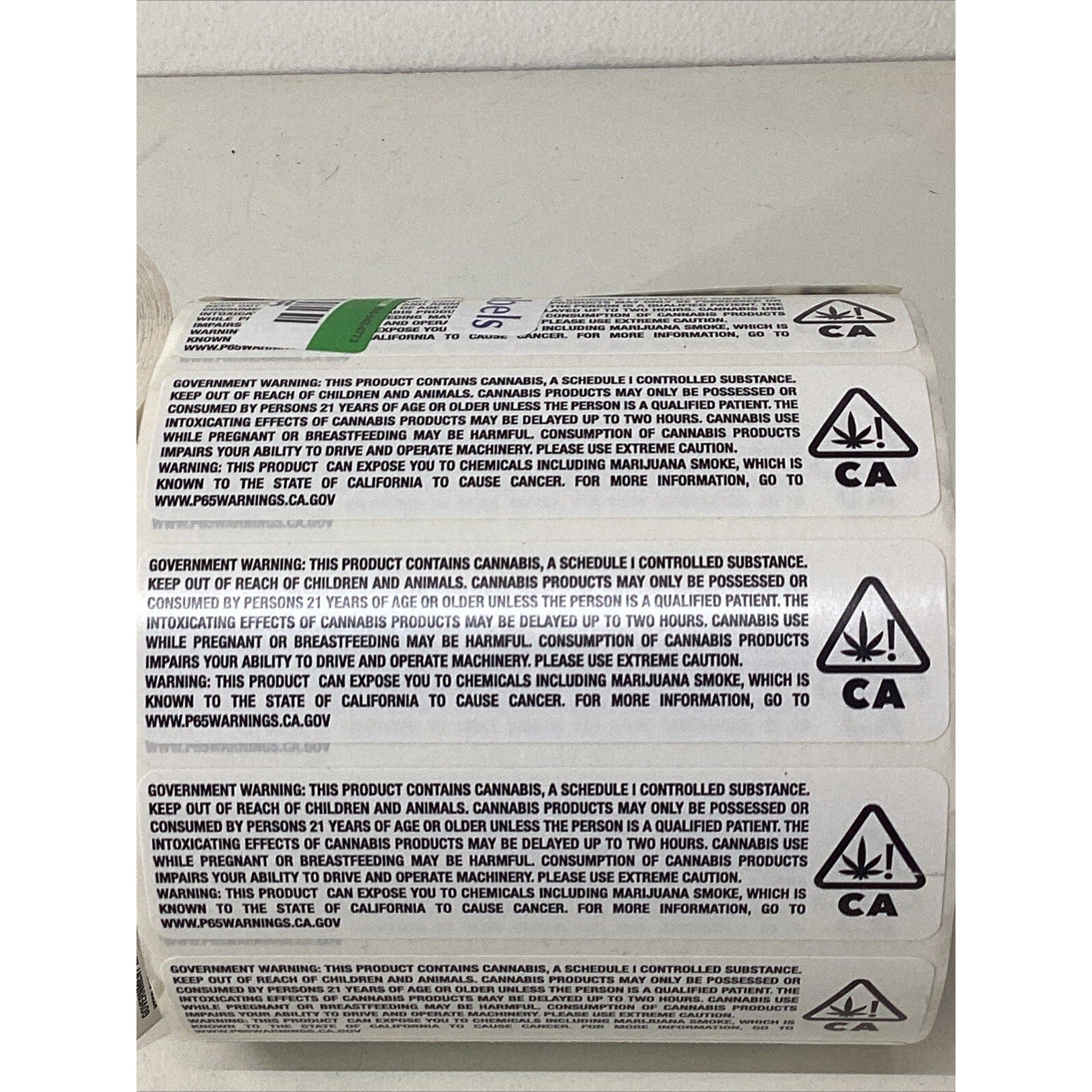 2000 California Warning with Prop 65 Label, {LOT OF 2 }1,000 Stickers