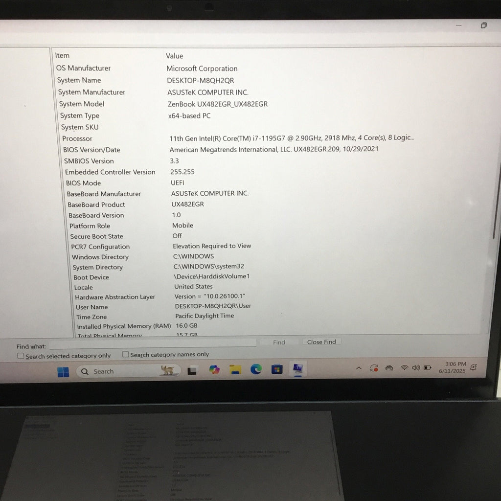 ASUS Zenbook UX482EGR i7-1195G7 2.9GHz 16GB RAM 1TB GeForce MX450