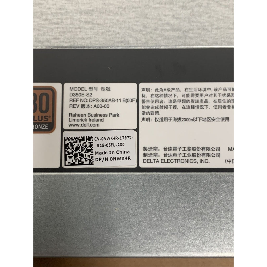 DELL 0NWX4R NWX4R D350E-S2 DPS-350AB-11 B 350W POWER SUPPLY for PowerEdge R320