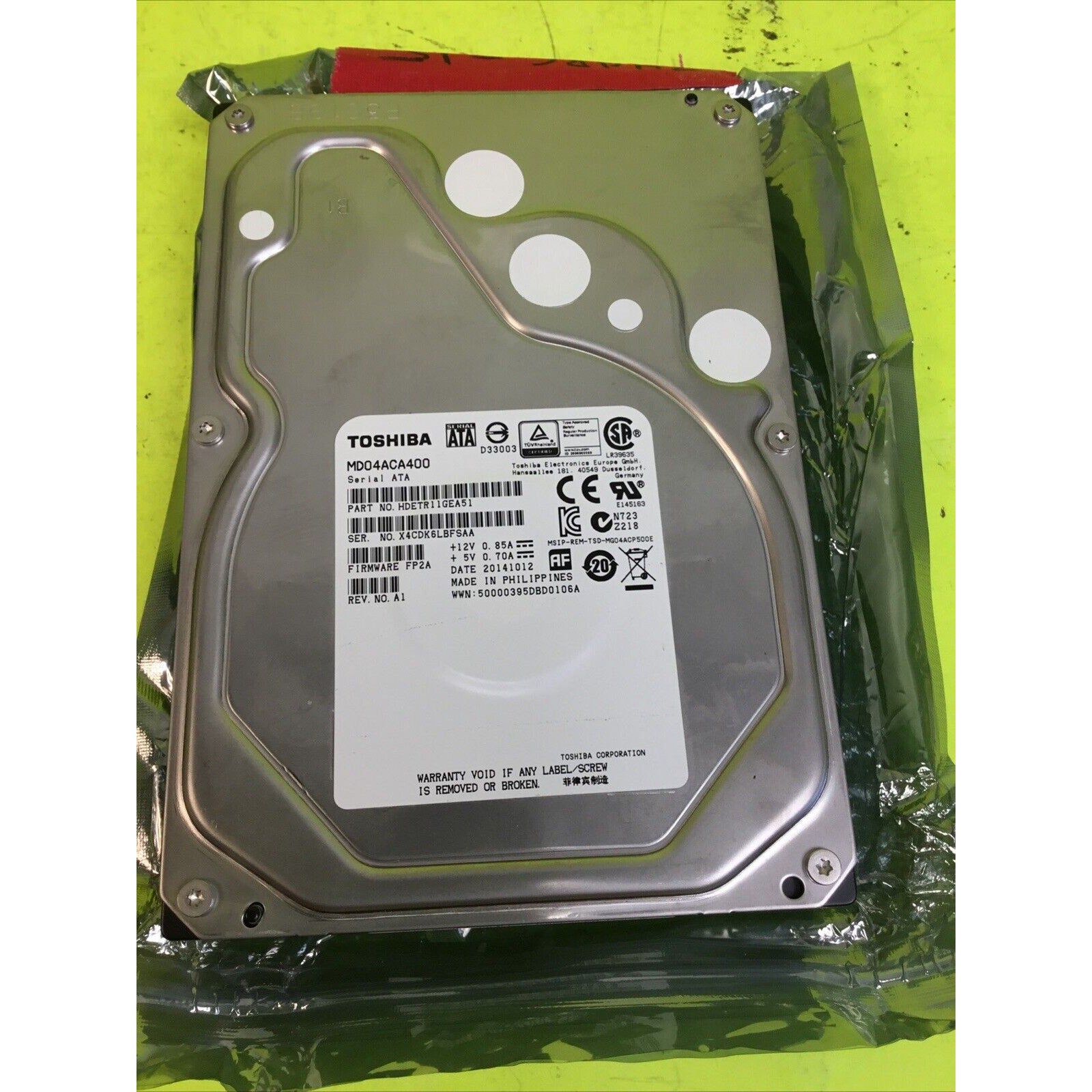 Toshiba MD04ACA SATA 4TB Internal 7200RPM 3.5" (MD04ACA400) HDD Hard Drive