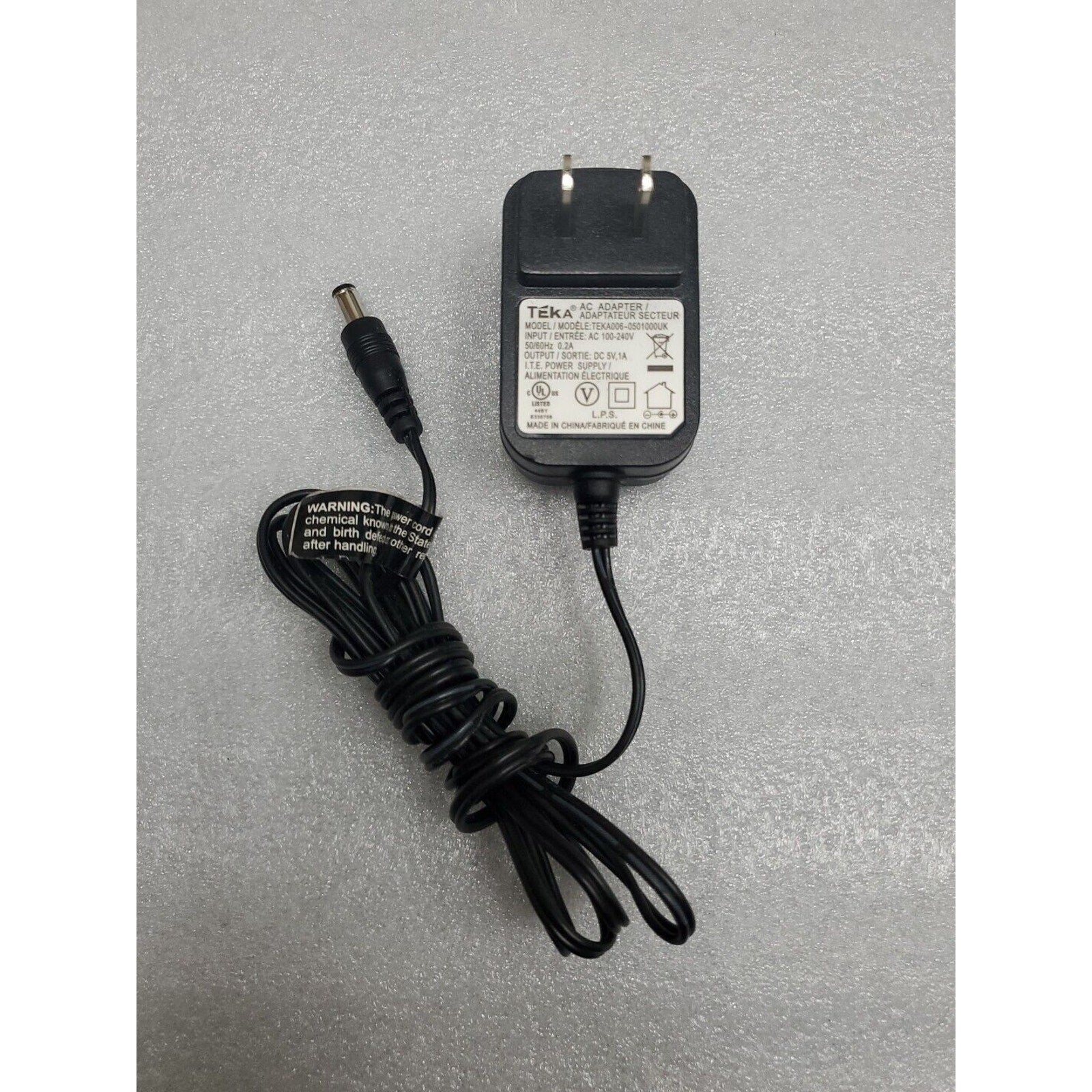 Teka TEKA006-0501000UK AC Power Supply Adapter Charger Output DC 5V 1A