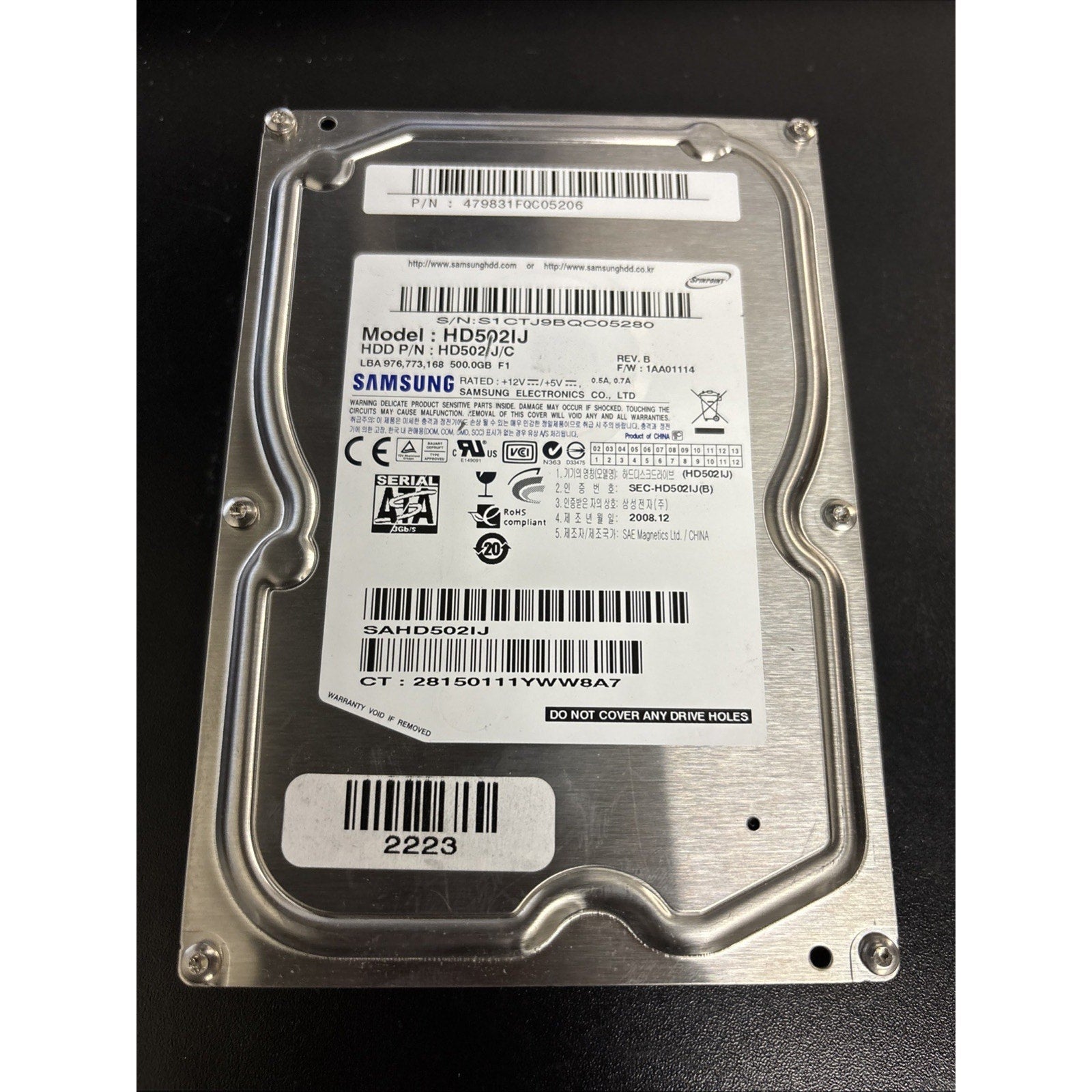 Samsung Spinpoint F1 500GB 7.2K 16MB SATA 3.5'' HD502IJ/C FW 1AA01114 SAHD502IJ