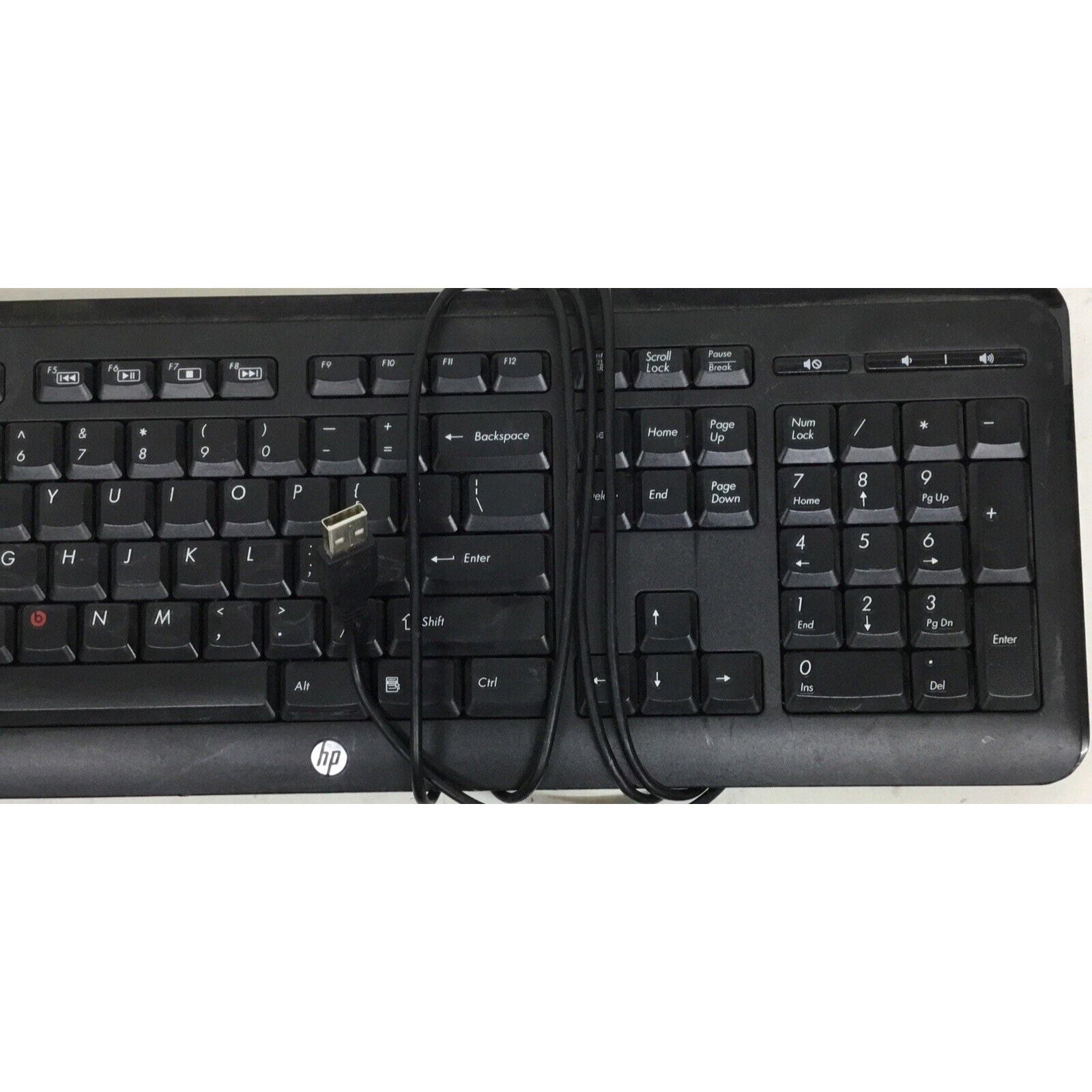 HP KU-1060 Wired USB Keyboard 104 Chiclet Volume Buttons Function Key (READ)