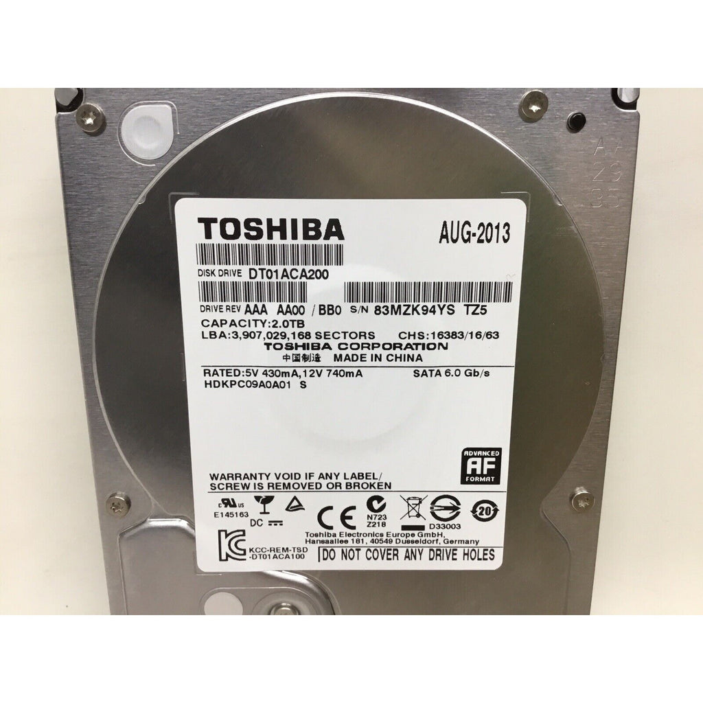 Toshiba 2TB HDD 7200RPM 64MB Cache SATA III 6.0Gb/s 3.5" Hard Drive DT01ACA200