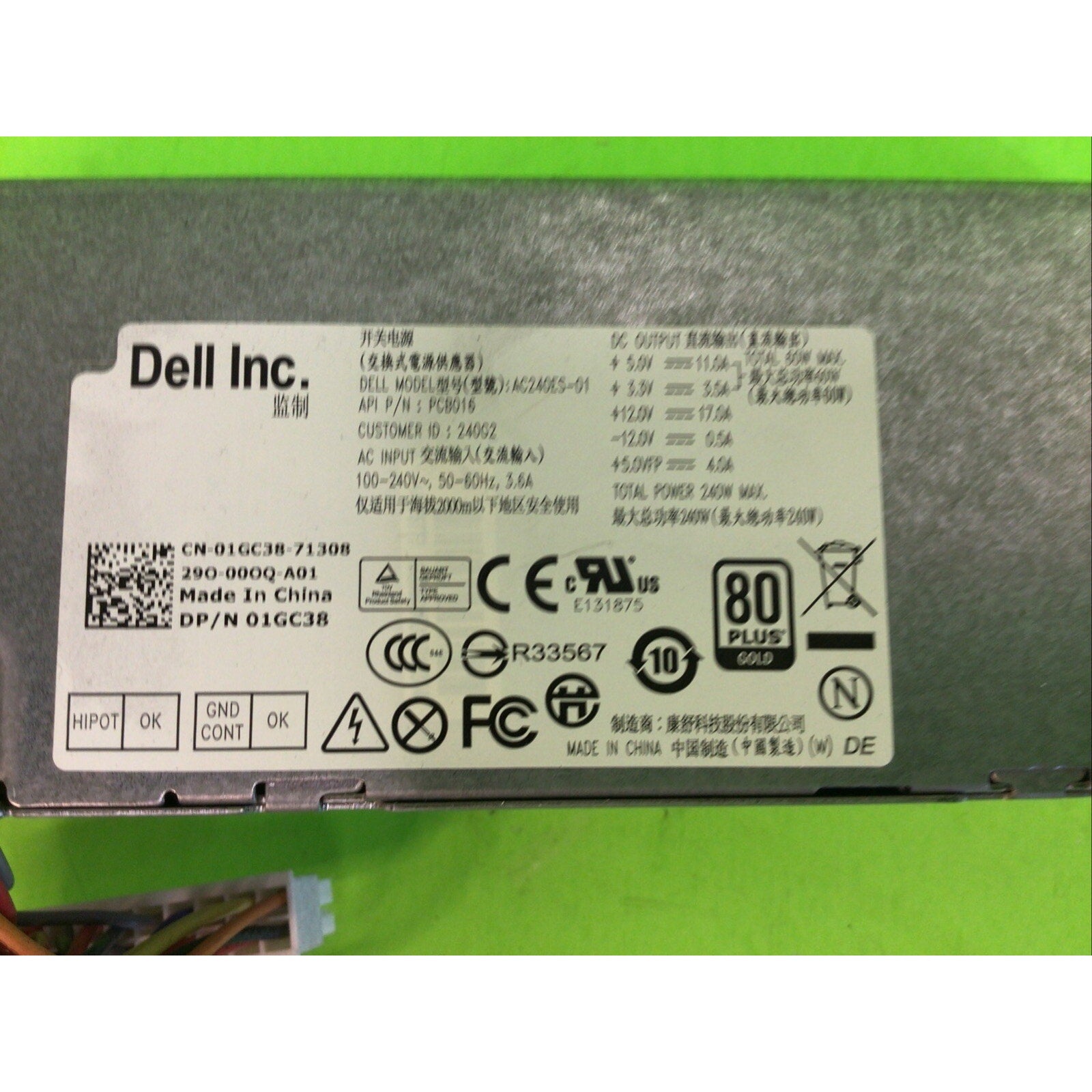 Dell OptiPlex Desktop 240W Power Supply AC240ES-01