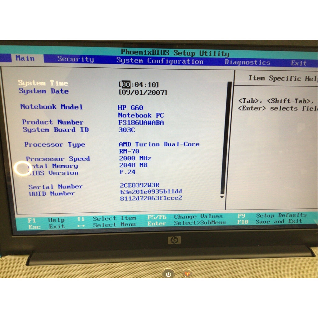 HP G60-119OM 16" Laptop AMD Turion 64 X2 RM70 2GB RAM NO HDD FOR PARTS or REPAIR