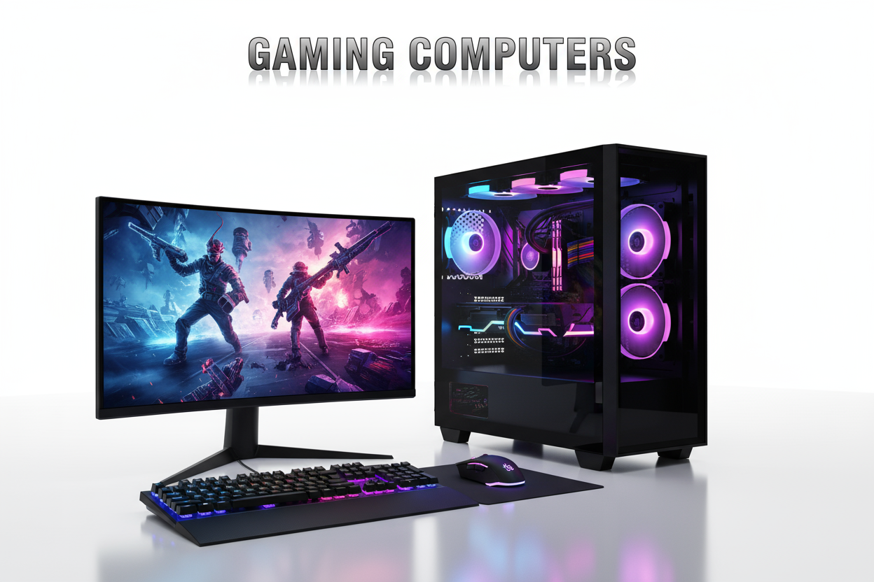 Gaming Computers Category Image. Make sure to keep white background.